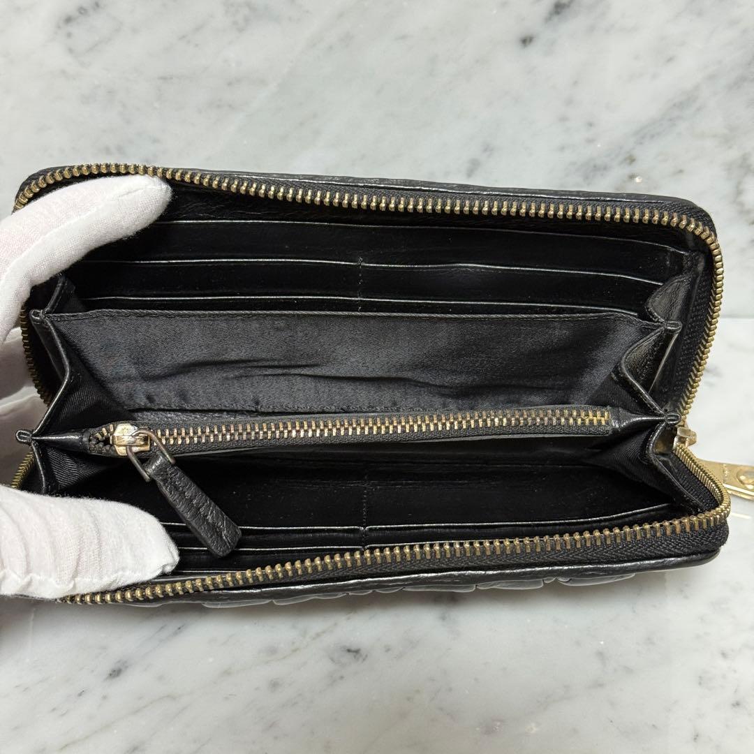 MIUMIU ミュウミュウ 長財布 ブラック 黒 キルティング ジップ ロゴ