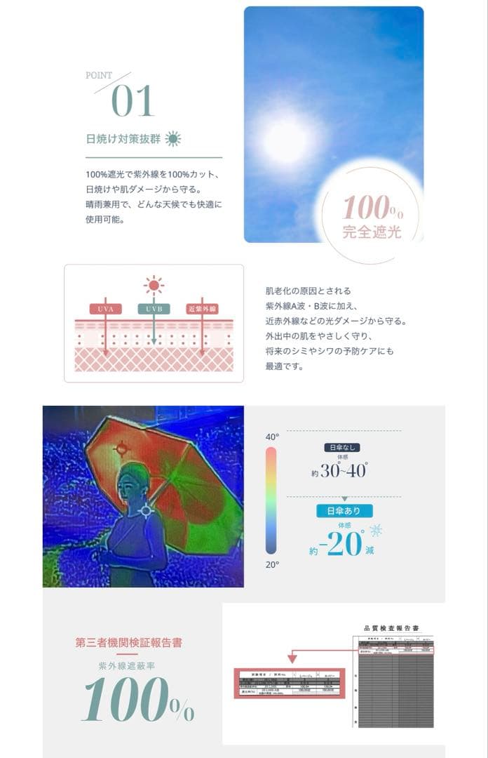 しいちゃん 100%遮光日傘 ベージュ