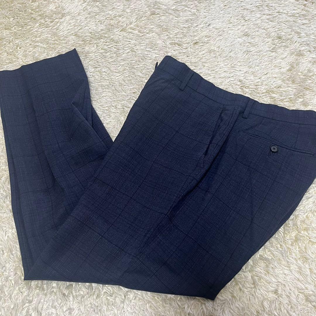 シップス SHIPS ロロピアーナ スーツ セットアップ チェック ネイビー M