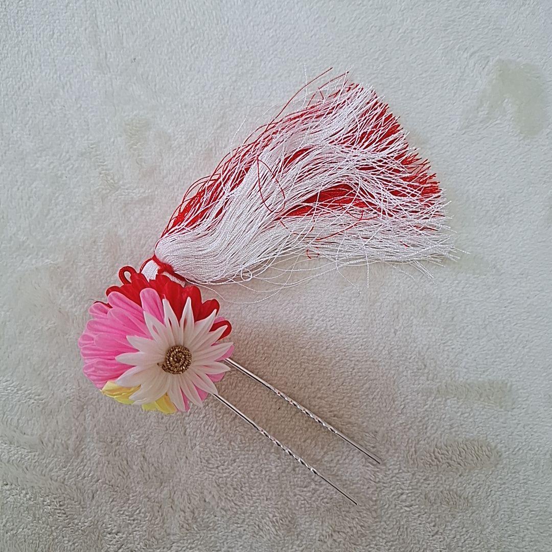 極美品【箱つき８点セット】七五三 子供用 花柄 ピンク　着物 記念 お祝い