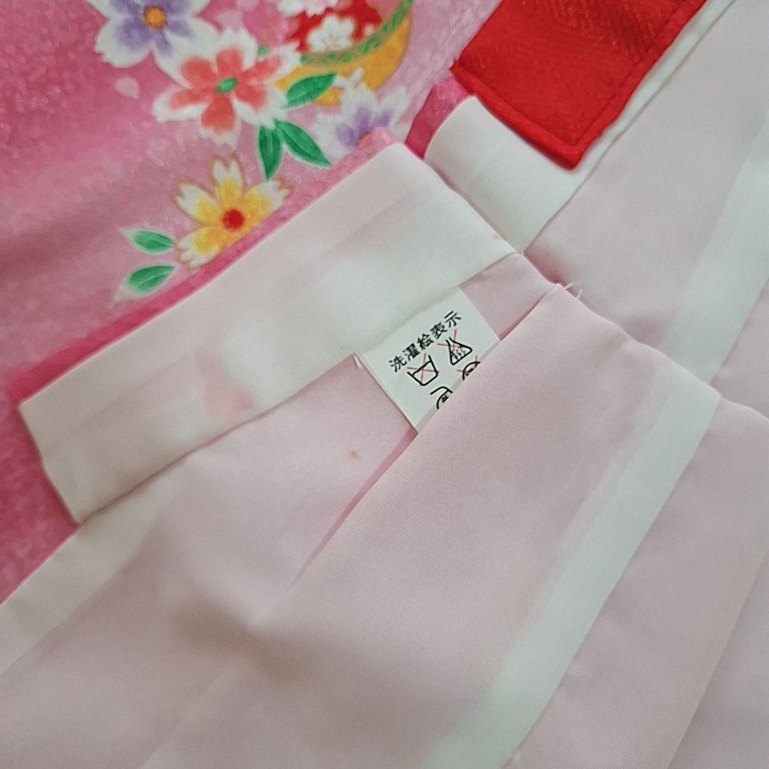 極美品【箱つき８点セット】七五三 子供用 花柄 ピンク　着物 記念 お祝い