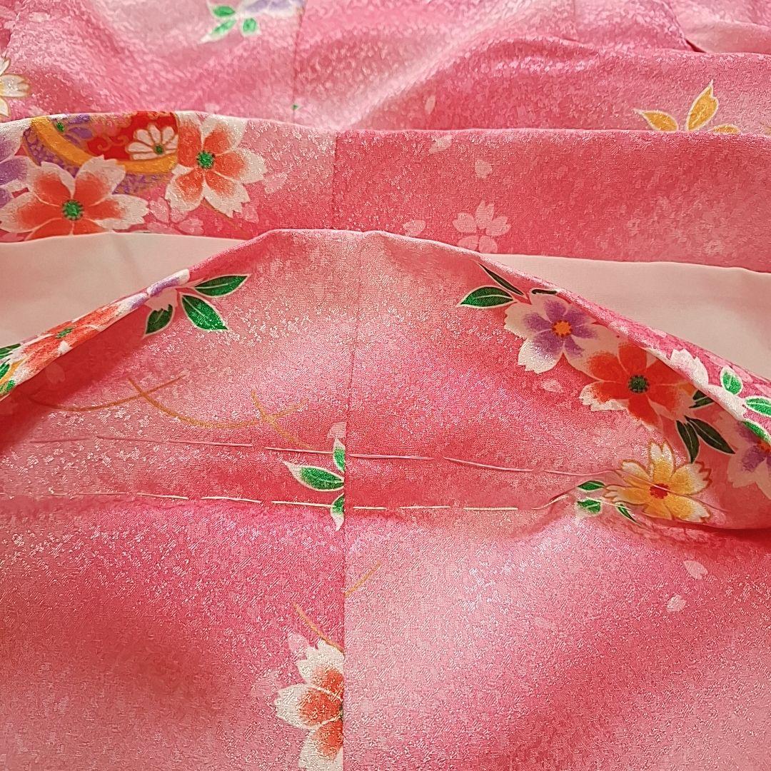 極美品【箱つき８点セット】七五三 子供用 花柄 ピンク　着物 記念 お祝い