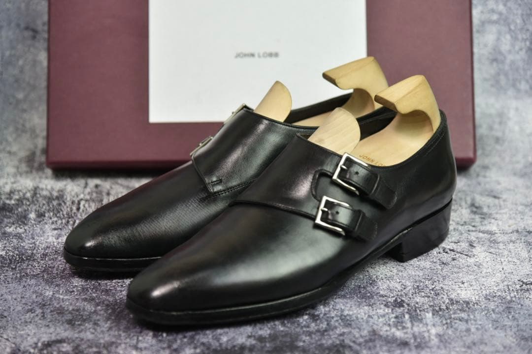 純正ツリー付　ジョンロブ　チャペル　7E　ブラック　8000ラスト　ダブルモンク