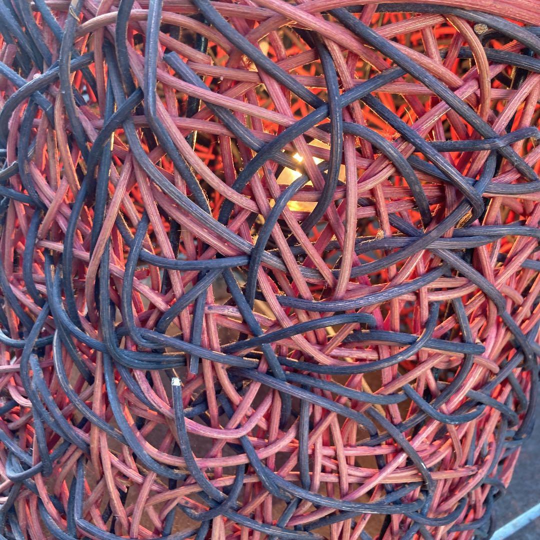 昭和レトロ エスニック ツル編み 円柱型フロアライト とんがりランプ 間接照明