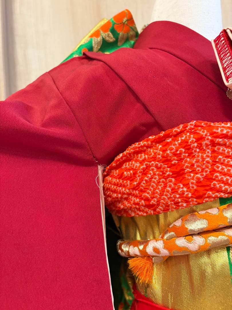 七五三 7歳 祝い着 臙脂 フルセット M2505052