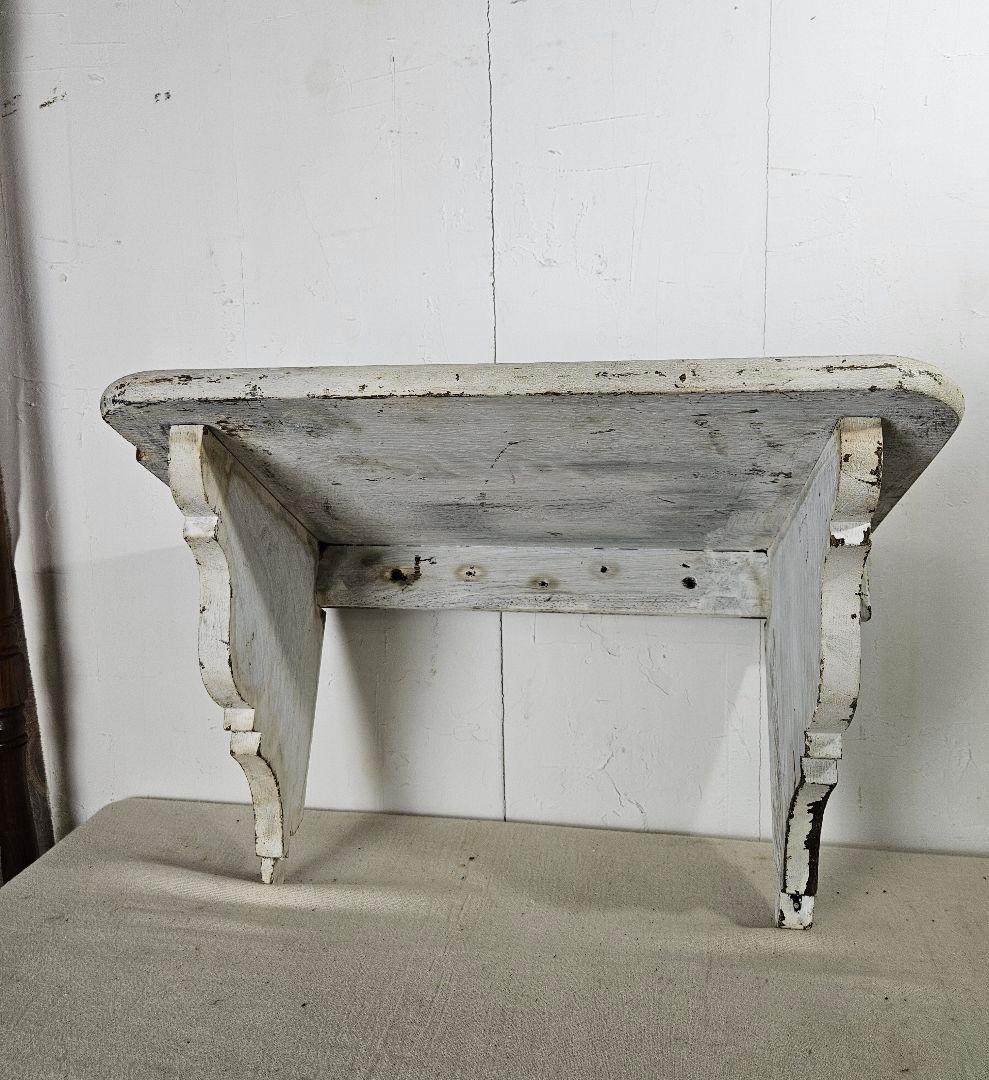 フランスアンティーク 古い木のウォールシェルフ 壁掛け 飾り棚 ラック シャビー