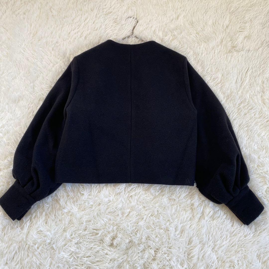 【完売品】yori ヨリ エアリーパフショートコート　ノーカラー　ブラック　38