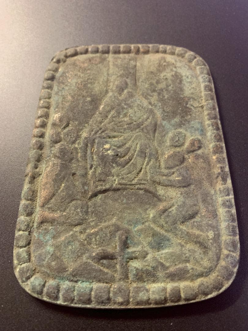 M463❀【本物】隠れキリシタン 踏み絵 聖母子像 銅製 絵踏 聖母マリア 青銅