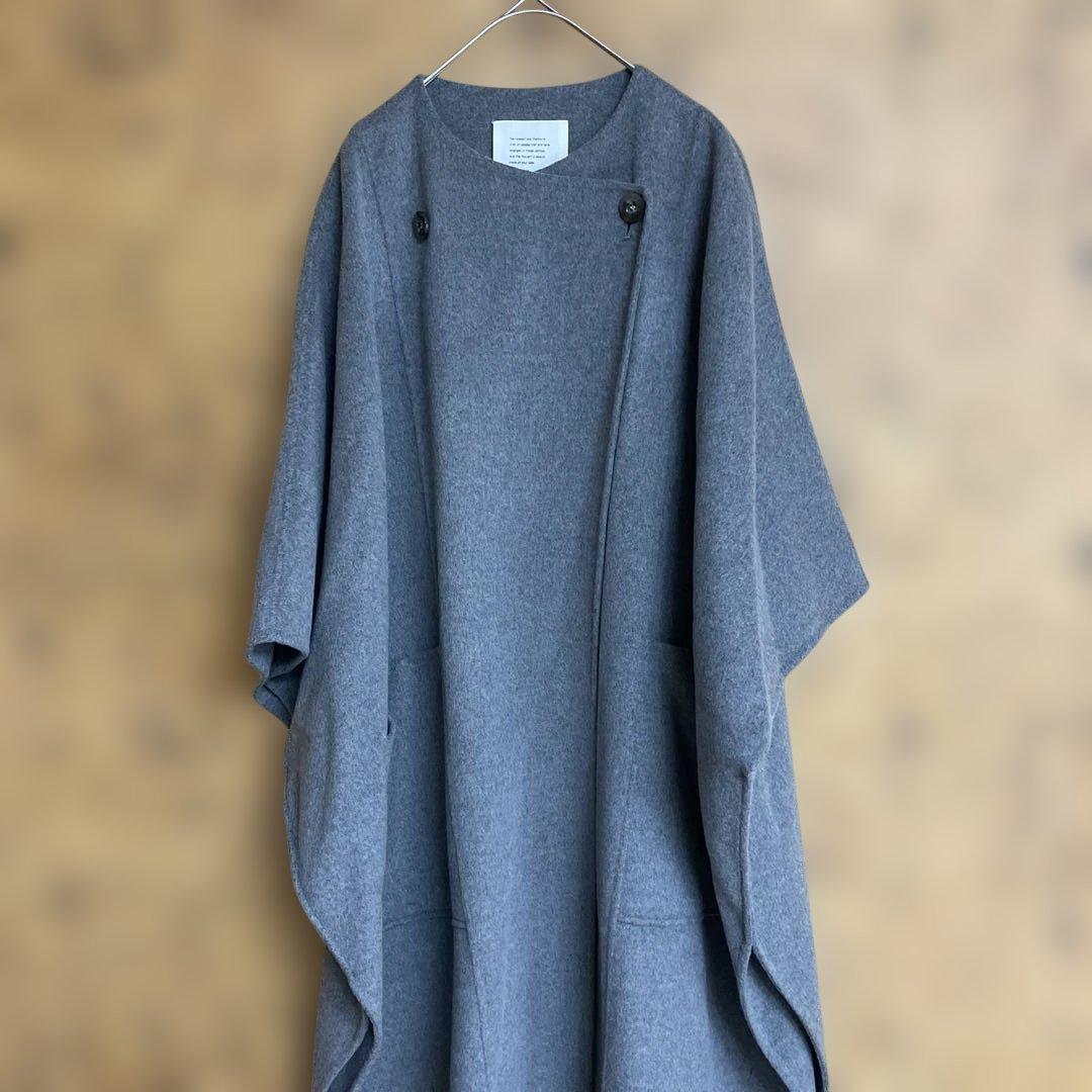 【即発送】クロシェ　ポンチョ　マント　コート　グレー　フリーサイズ　ウール