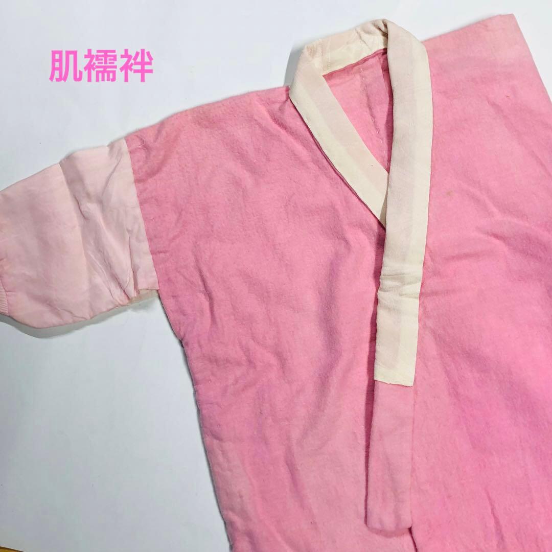 753 七五三　女の子7歳着物 長襦袢 オレンジ お仕立て 昭和レトロ