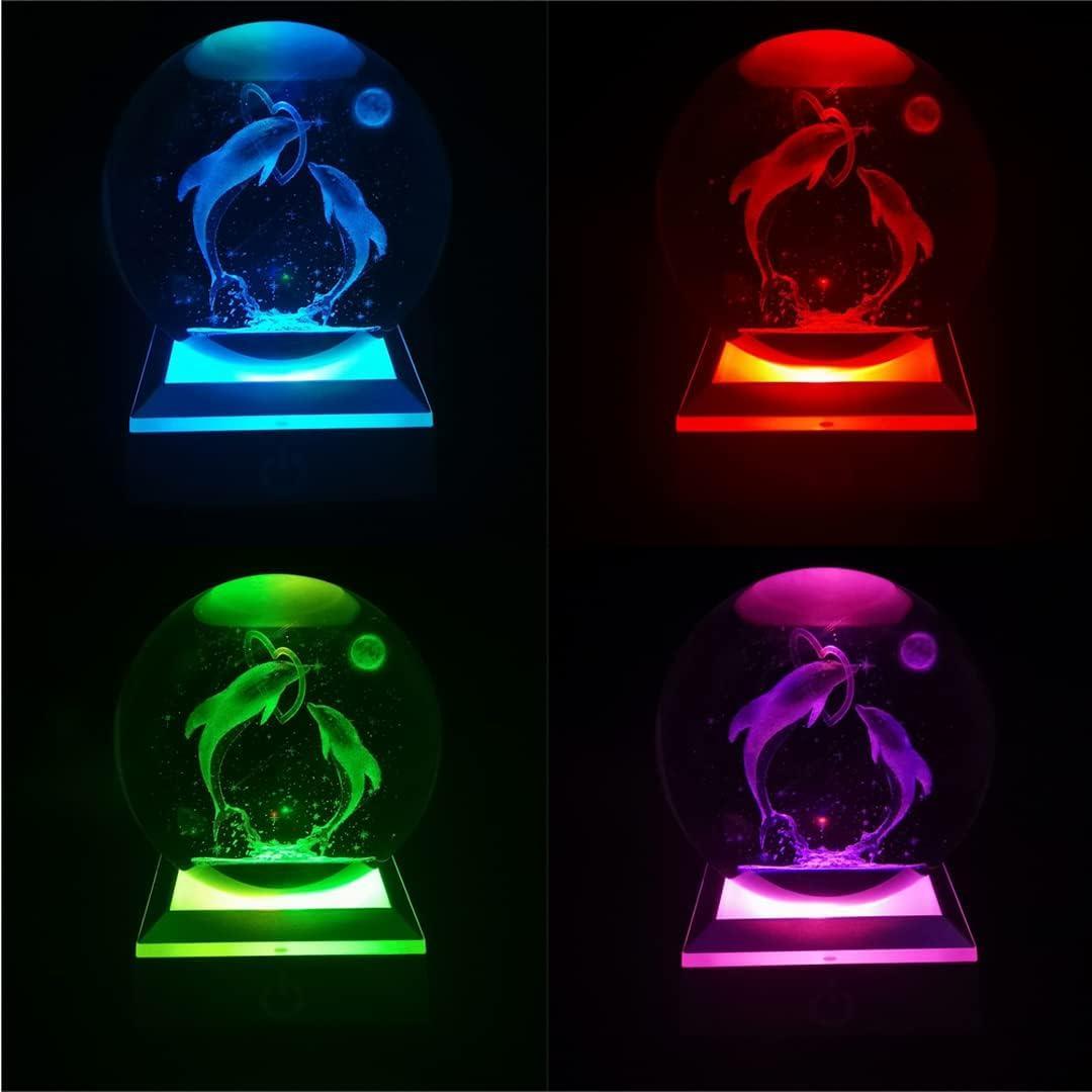 3D イルカクリスタルボールランプ 星空ライト