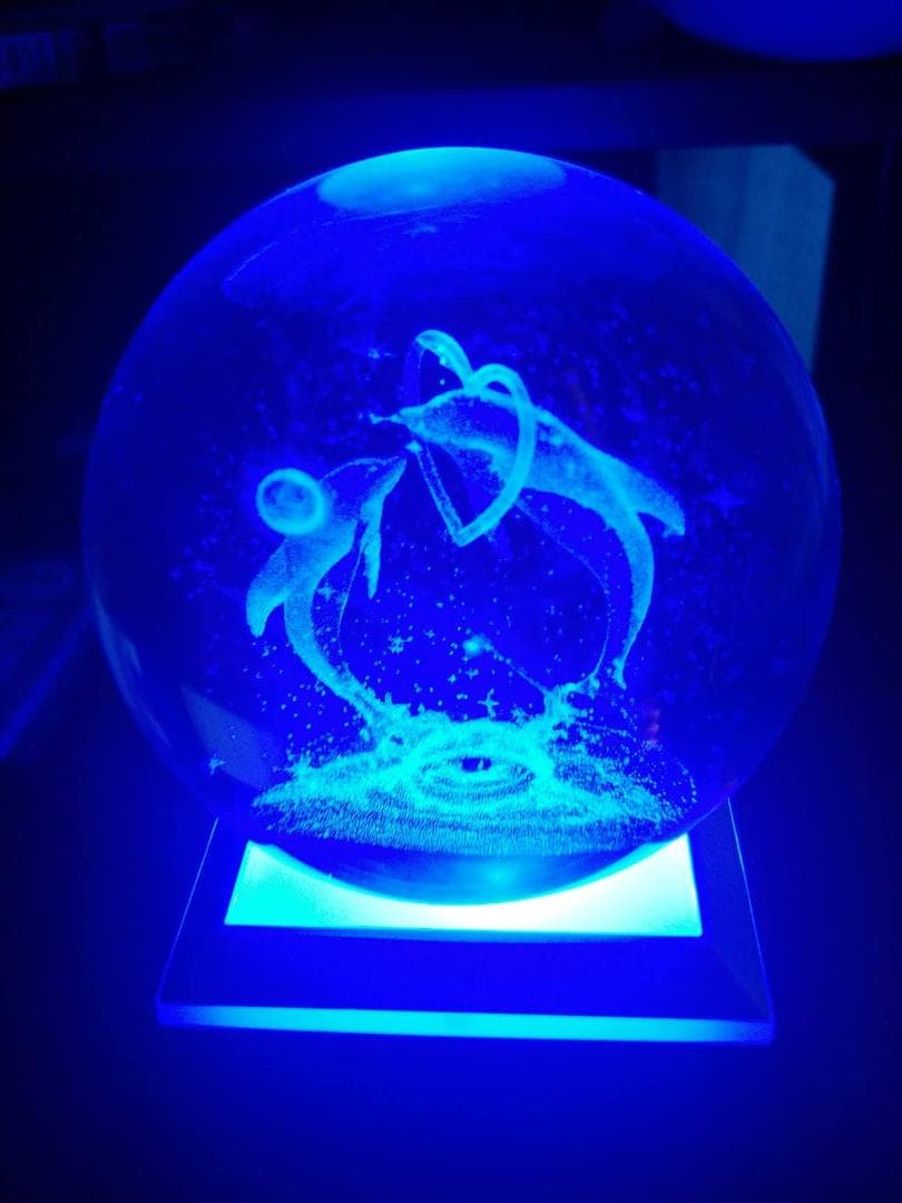 3D イルカクリスタルボールランプ 星空ライト