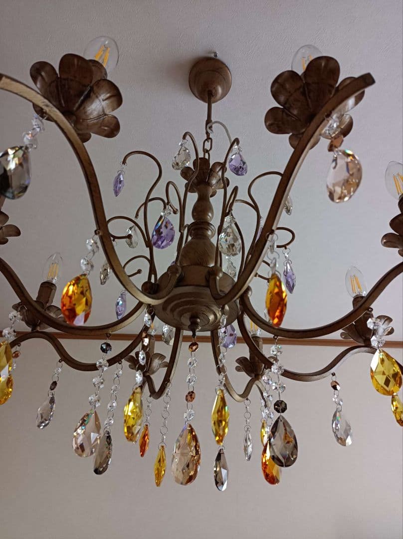 ゴージャスなゴールドカラー★暖色オールスワロフスキー使用！★カスタムシャンデリア