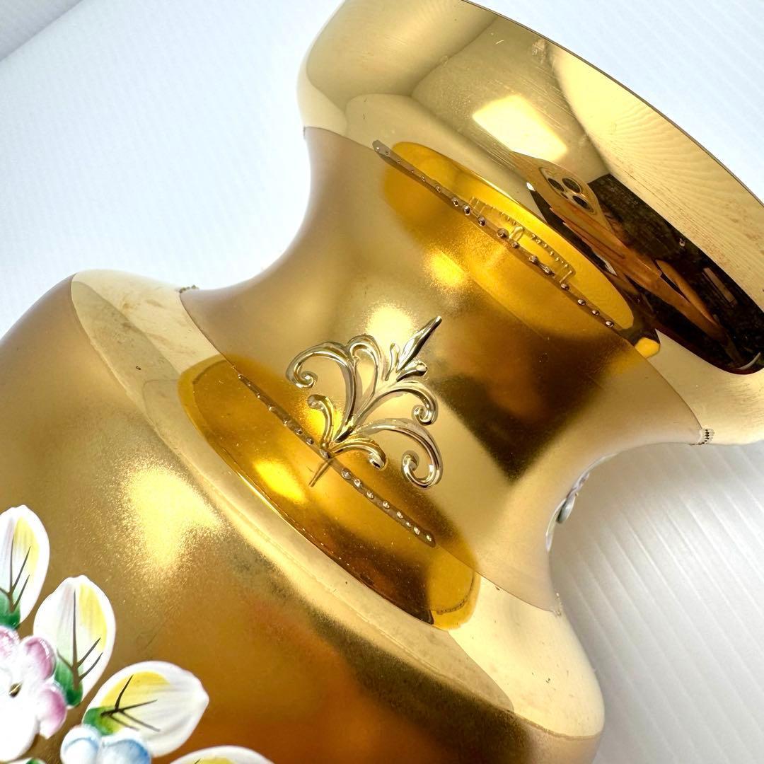 新品未使用 箱付き ボヘミアグラス ボヘミアンガラス 金彩 花瓶 フラワーベース