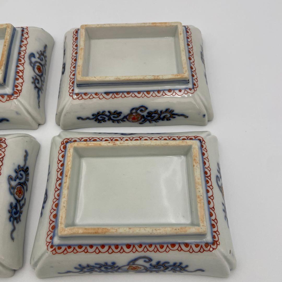 古伊万里 赤絵 金彩 長方皿 4客 長皿 刺身皿 中皿 アンティーク 料亭 割烹