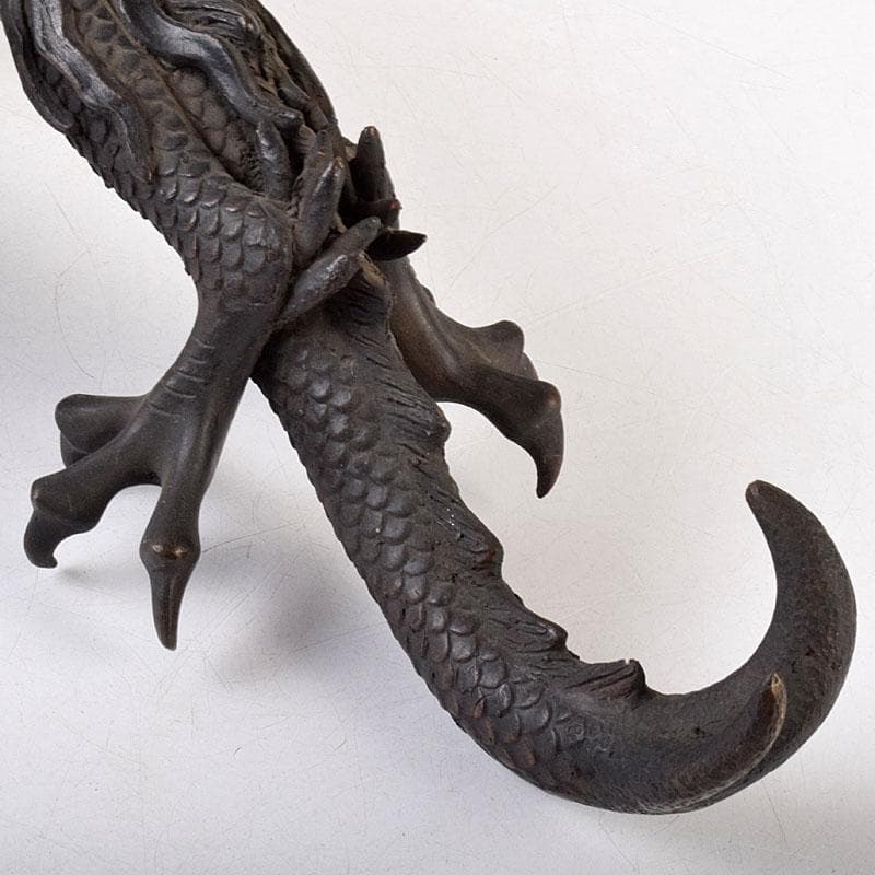 ヤマ　時代金工　古銅　輝銘　宝珠龍　置物　約3.9㎏　F　R9062B