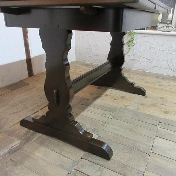 イギリス アンティーク 家具 ダイニングテーブル ドローリーフ 英国 6671d