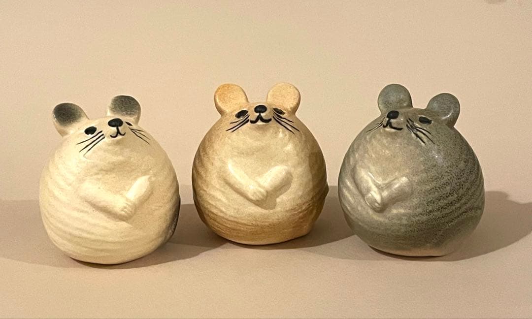 リサラーソン◆陶器製ねずみ◆3匹セット