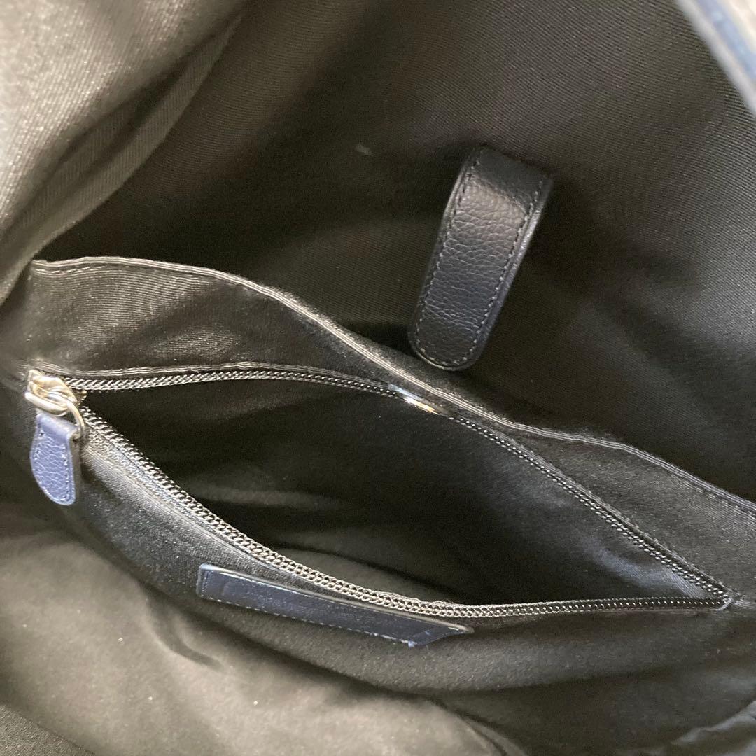 COACH✨メンズリュック　ネイビー×チェック　レザ×PVC 大容量　チャーム