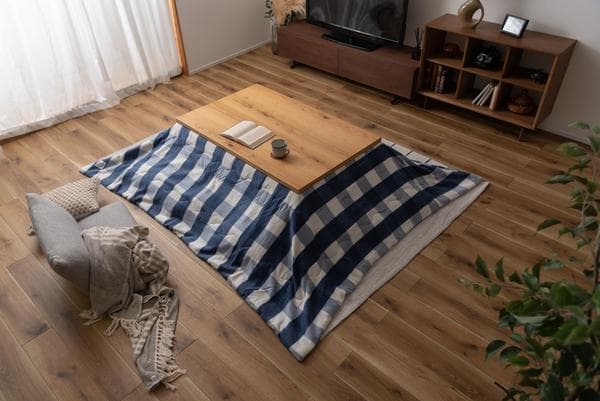 おしゃれ ふかふか かわいい 暖かい 長方形 こたつ布団 ギンガムチェックブルー