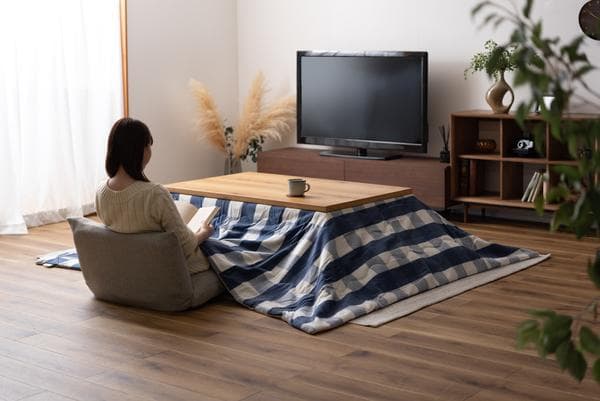 おしゃれ ふかふか かわいい 暖かい 長方形 こたつ布団 ギンガムチェックブルー