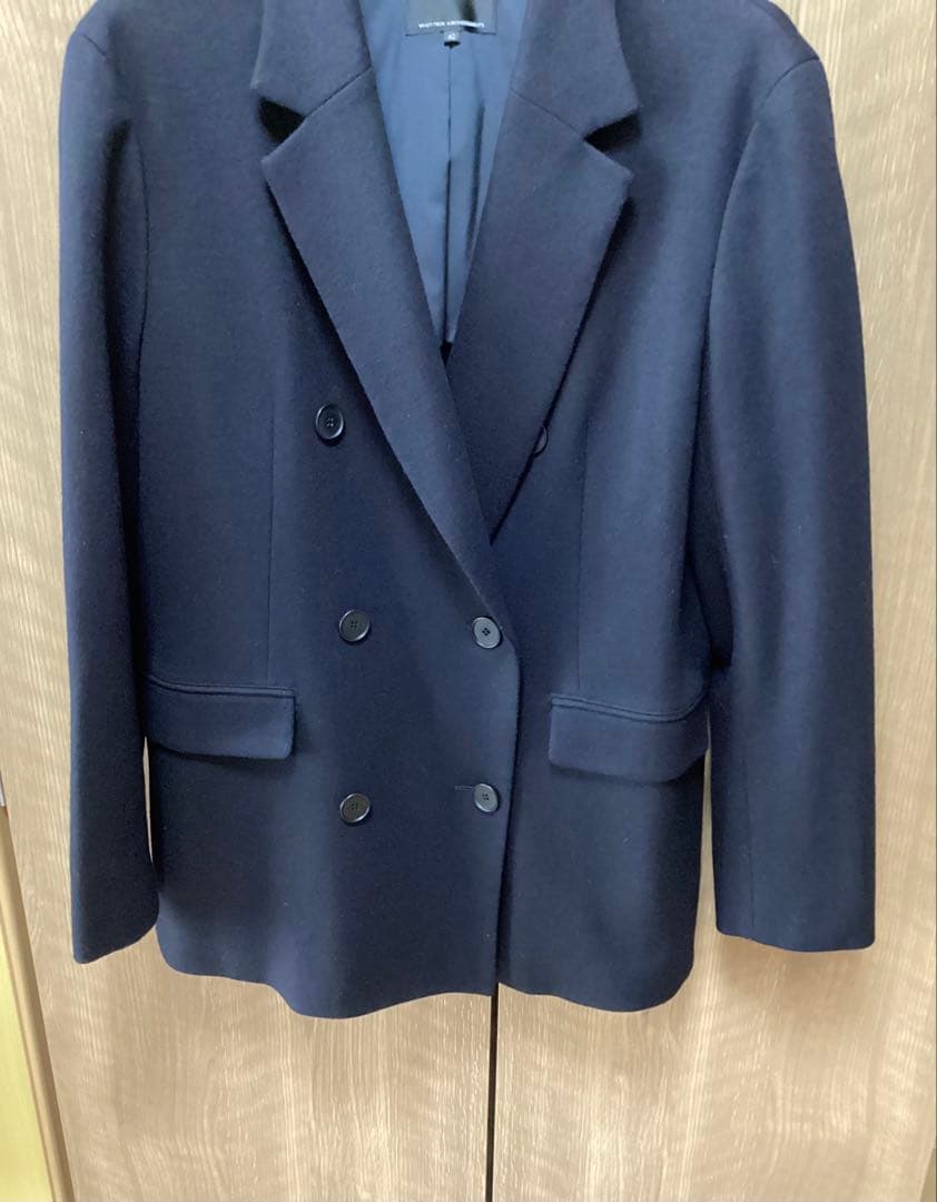美品　23区　ウール圧縮スムース ダブル前 ジャケット　ダークネイビー　40