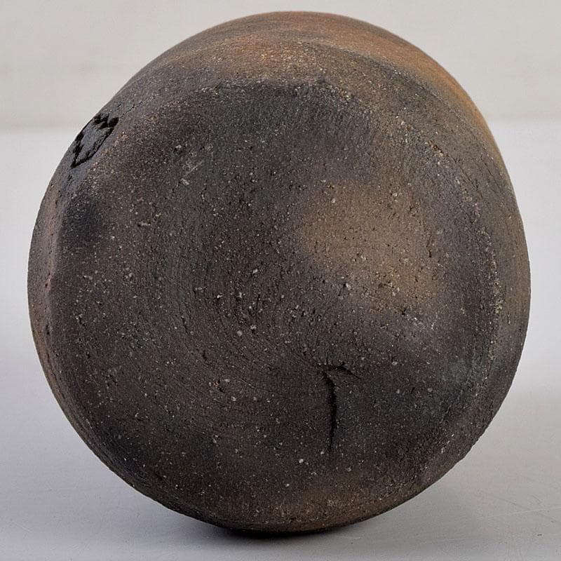 茶道具　唐津焼　四代　中野陶痴造　焼締茶入　仕覆付　共箱　V　8892