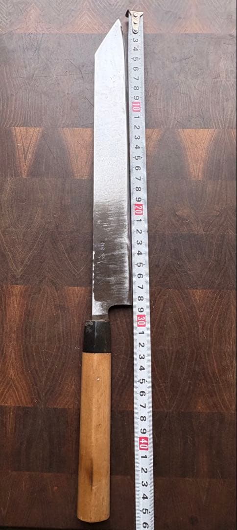 正本　築地　切付　筋引　300mm 尺　包丁　和包丁　研ぎ済　朴水牛柄