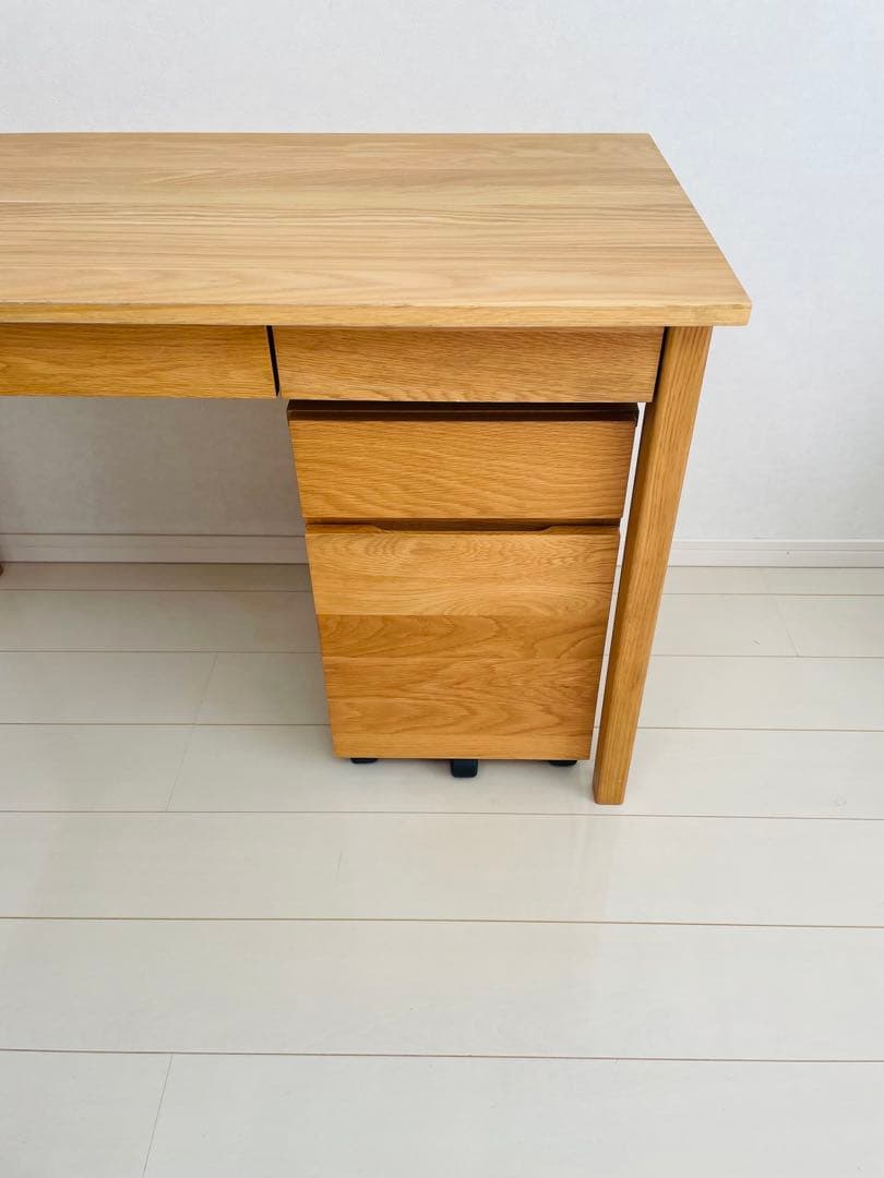 送料込み⭐︎無印良品無垢材デスク（引出付）オーク材