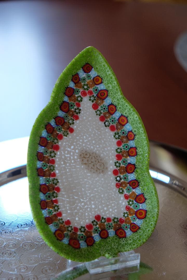 ベネチアングラス プレート ミルフィオリ 時代物 作家物 ムラノガラス 田子美紀