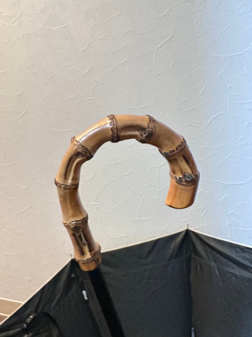 【USED品】完全遮光 晴雨日傘 芦屋ロサブラン ベージュ ブラック 竹手元