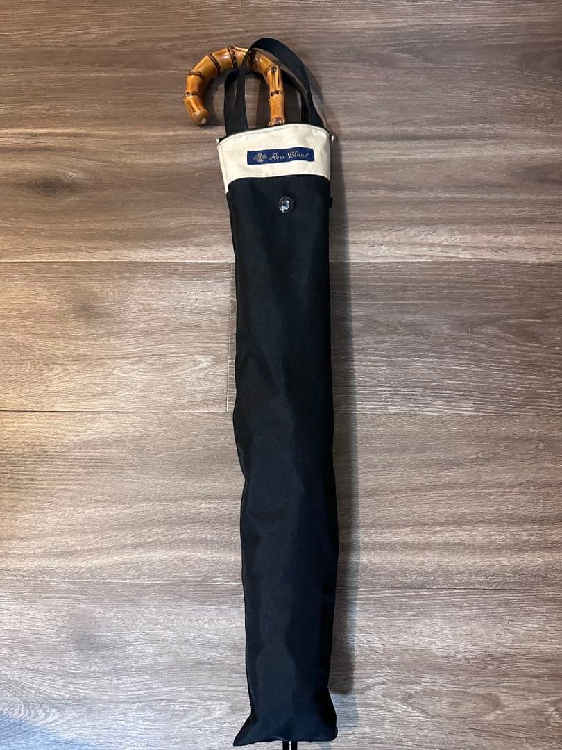 【USED品】完全遮光 晴雨日傘 芦屋ロサブラン ベージュ ブラック 竹手元