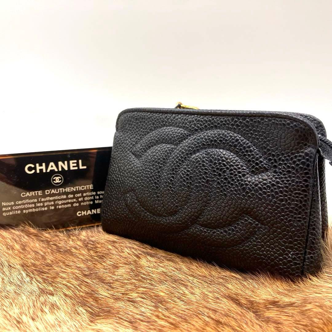 【希少7桁2番台】CHANEL シャネル デカココ　キャビアスキン ブラック