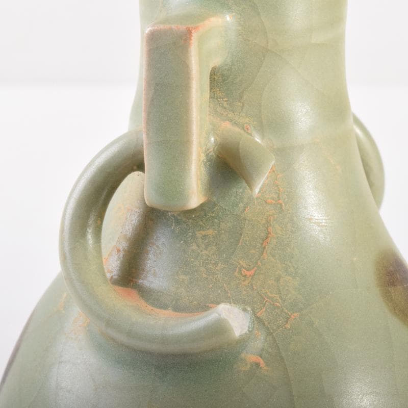 中国　龍泉窯　青磁　双耳不遊環瓶　C　6986