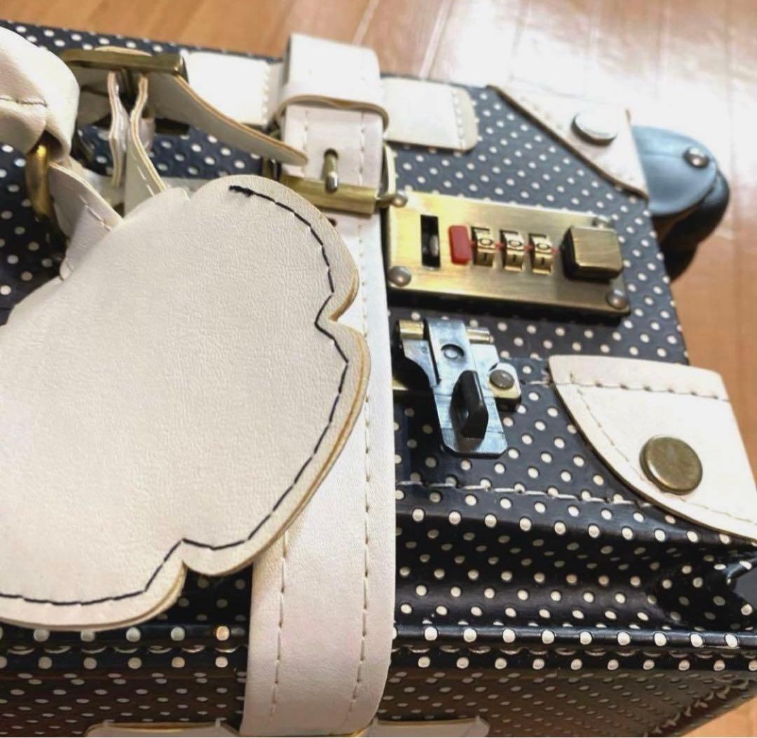 ゴスロリータメイドキャリーバッグ黒白ドットキャリーケース旅行バッグS機内持ち込み