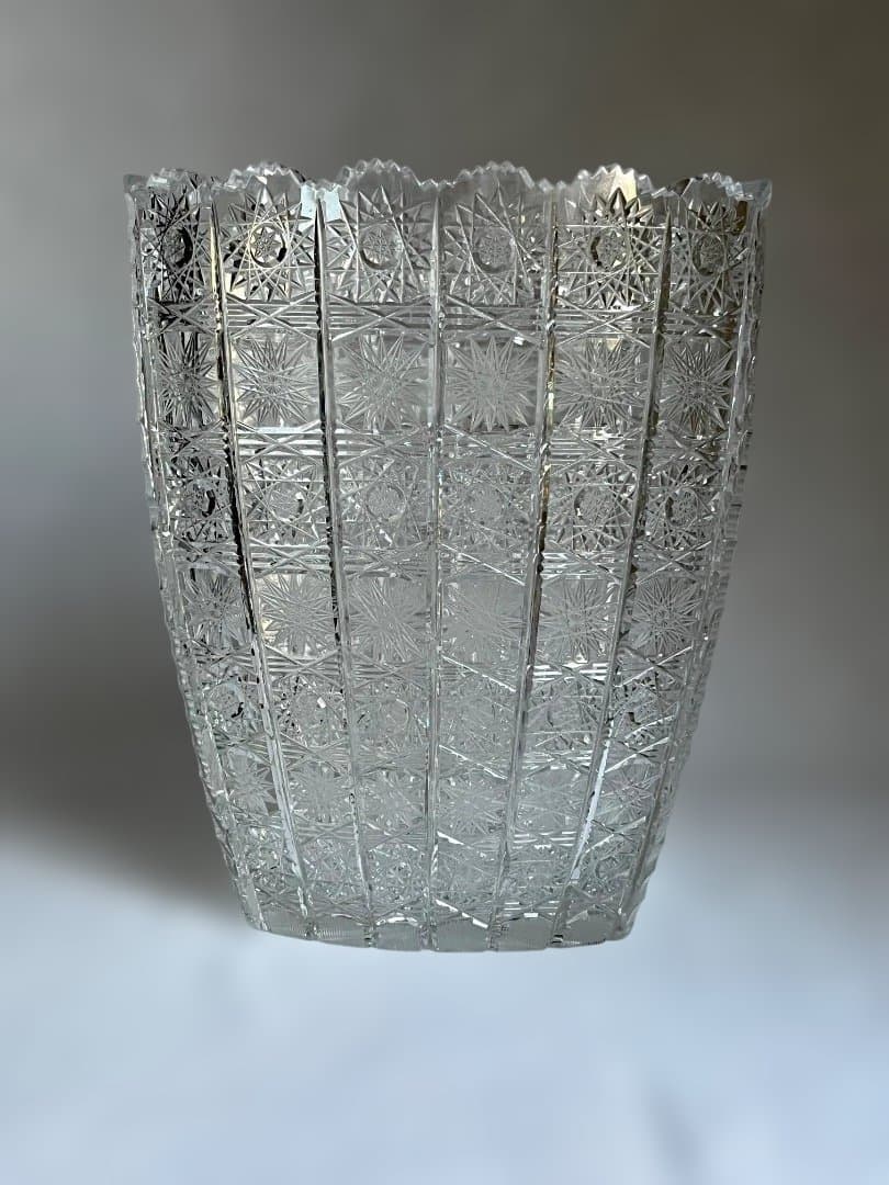 チェコ製 1970年代 ボヘミア ヴィンテージ クリスタル 花器