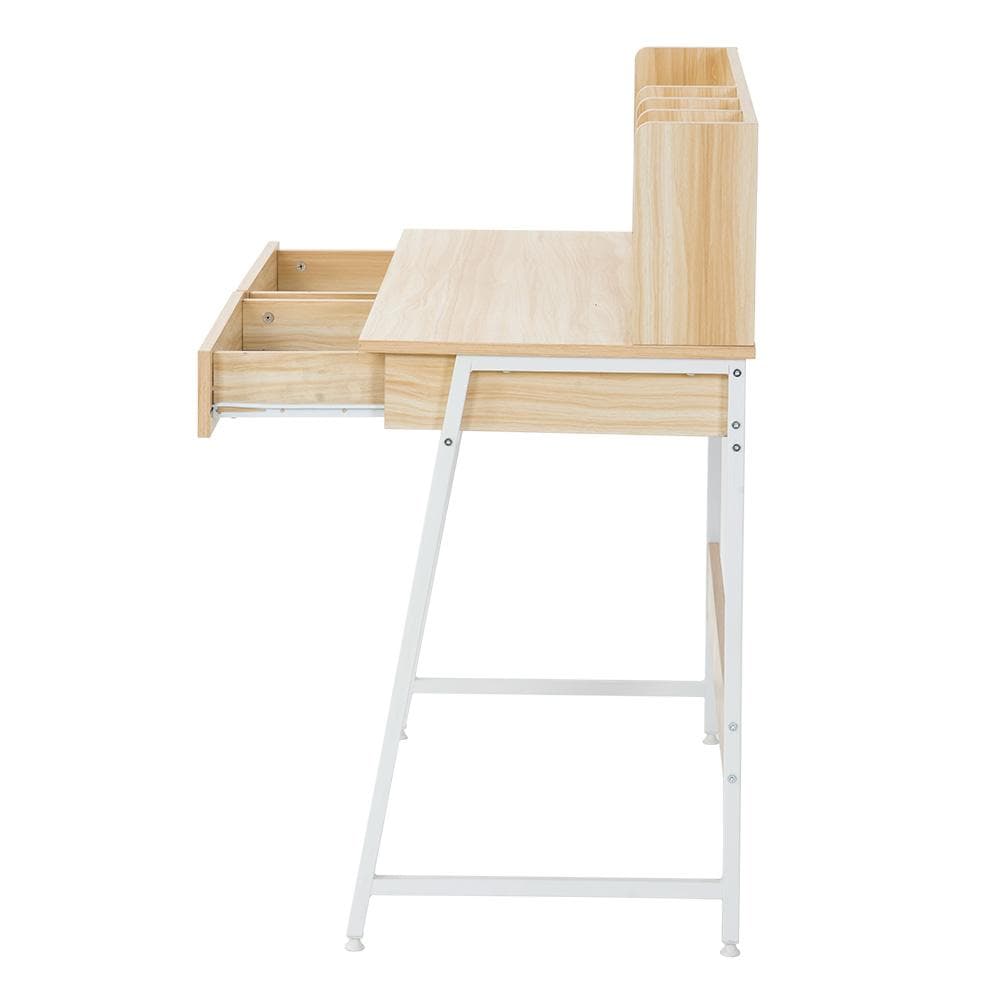 引き出し付き パソコンデスク 学習机 勉強机 ミシン台 収納付き 天然木目調