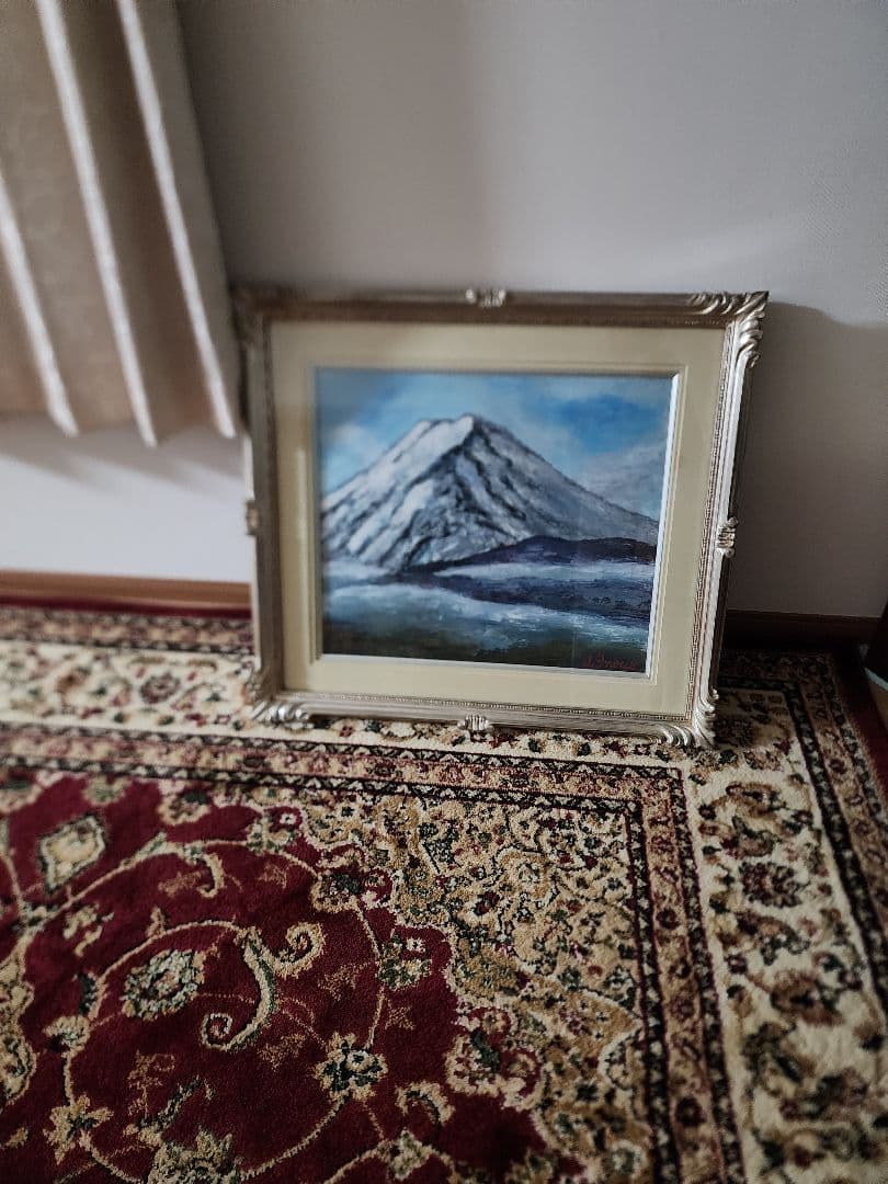 油絵■富士山風景画　額縁付き