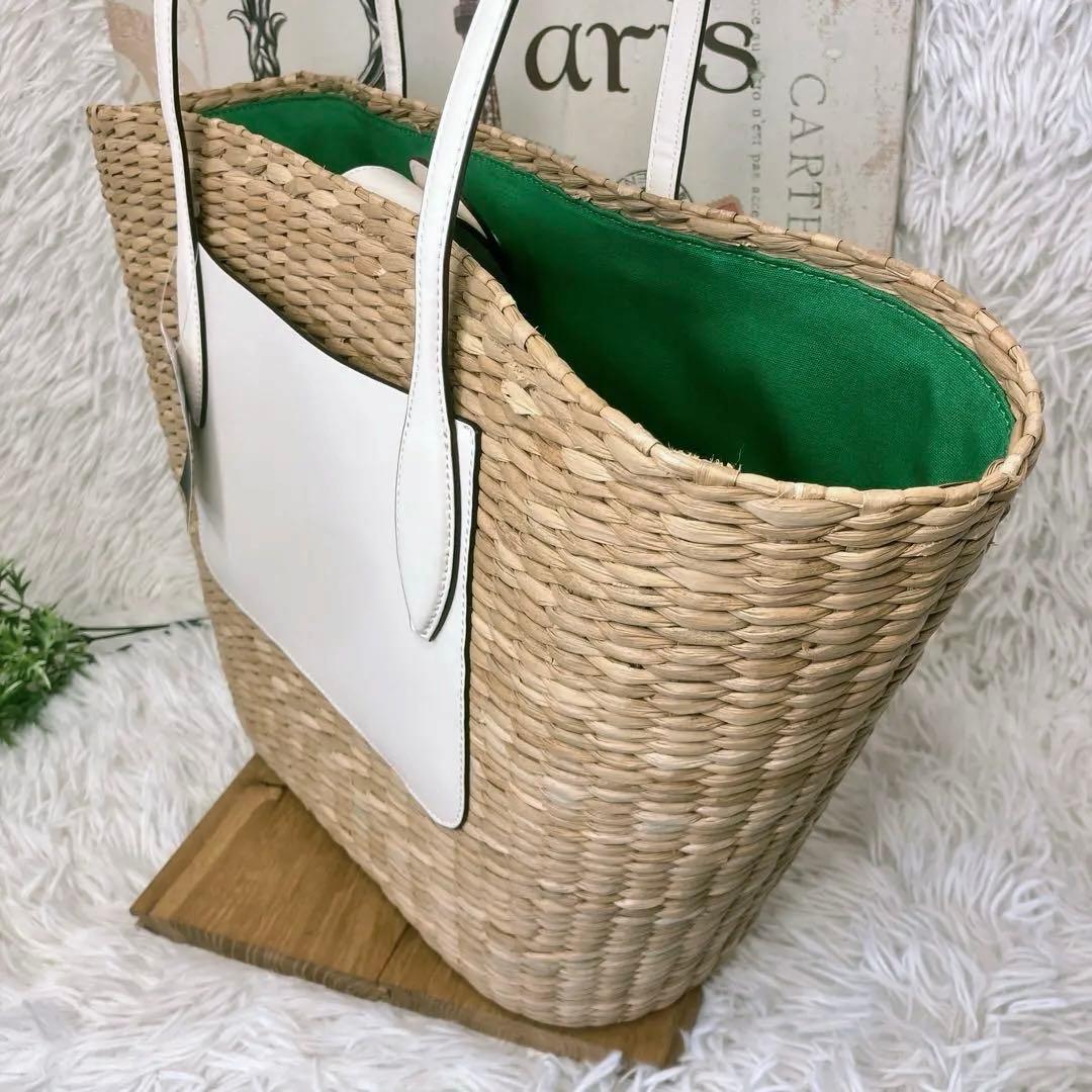 未使用 kate spade ケイトスペード かごバッグ ストロー フラワー