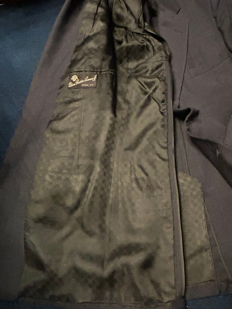 断捨離系さま専用 50'S ヴィンテージ スーツ 上下セット ネイビー カスリ柄