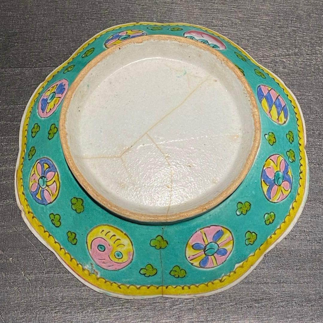 清朝 ブルー 極彩色 鉢 ボウル シノワズリ アンティーク 古伊万里