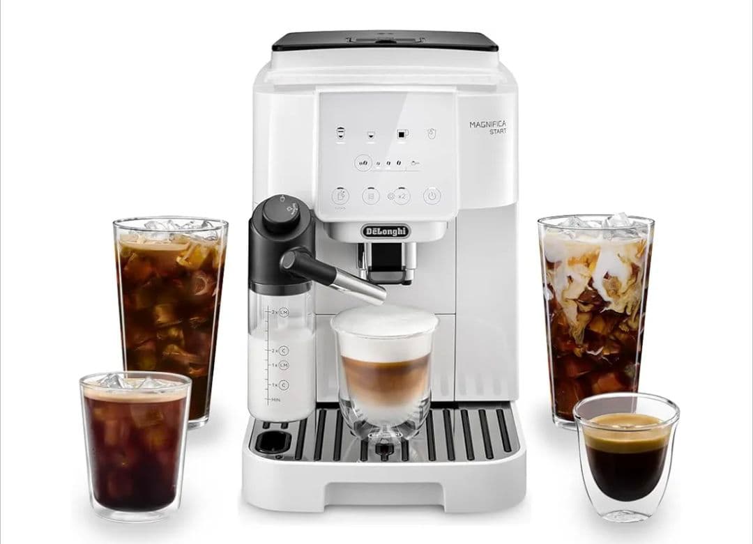 【新品値下げ可】DeLonghiECAM22062Wとコーヒー豆3種とグラス4個