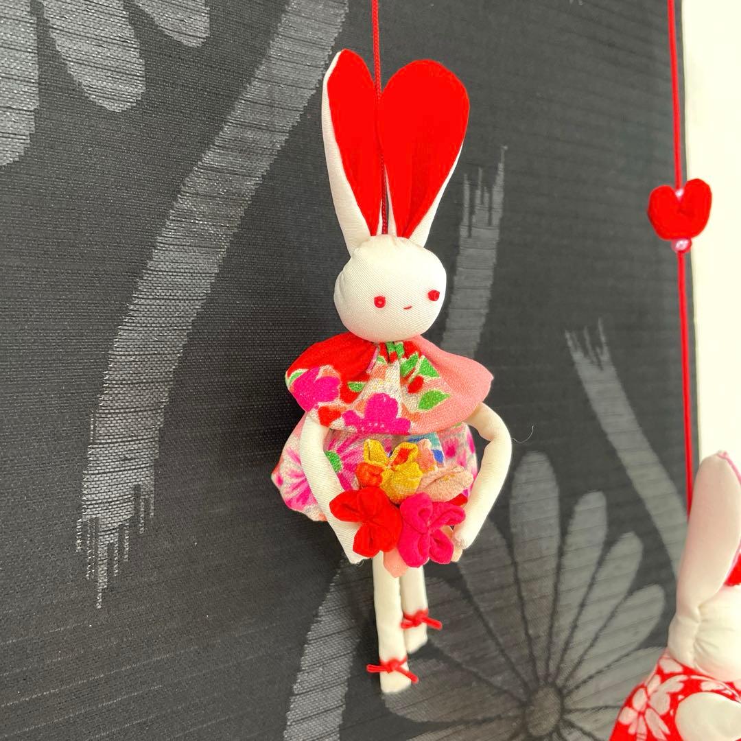 145 マチャケ　うさぎタペストリー　吊るし飾り　古布