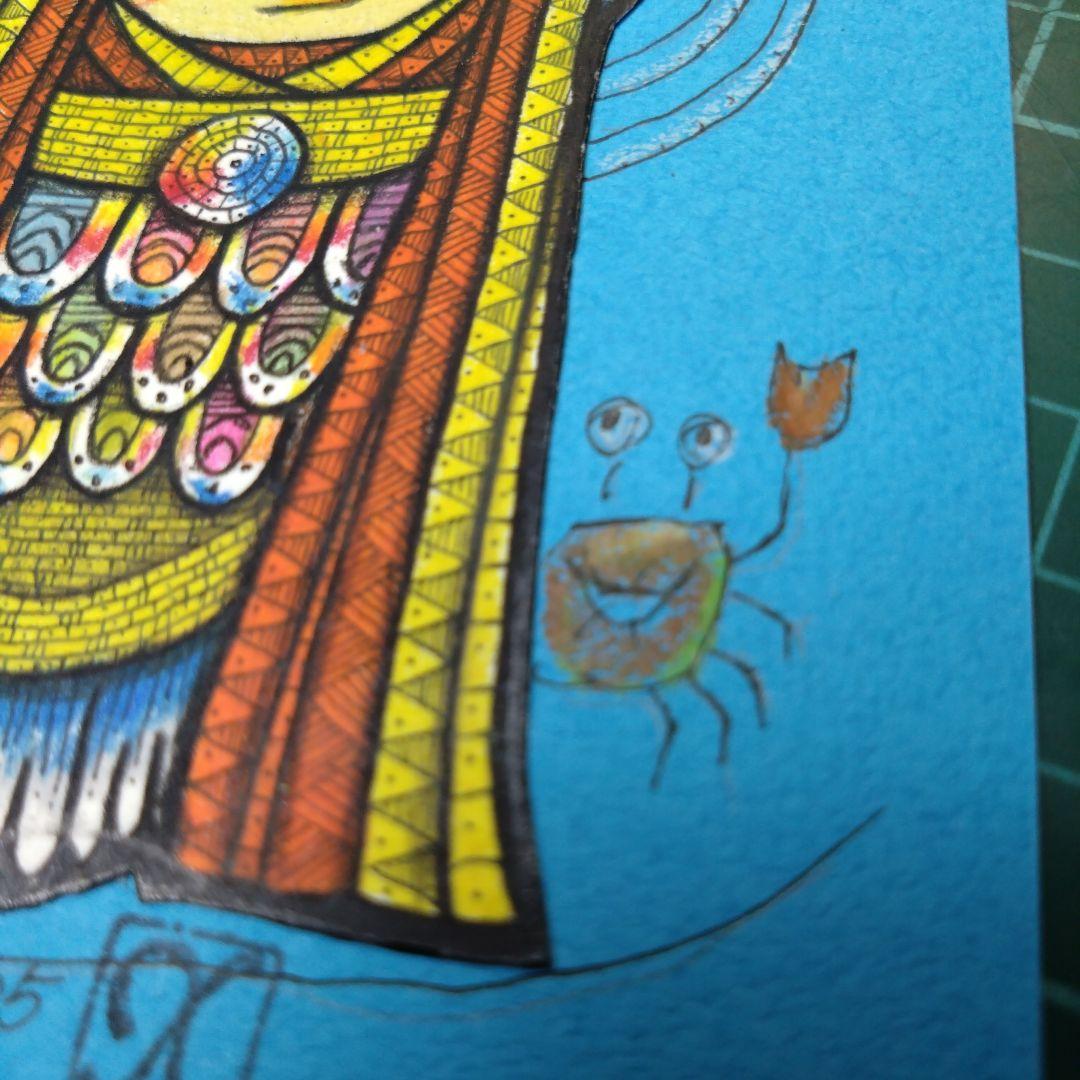 【ザビちゃん】【原画肉筆】疫病退散・アマビエさま・巫女さま風