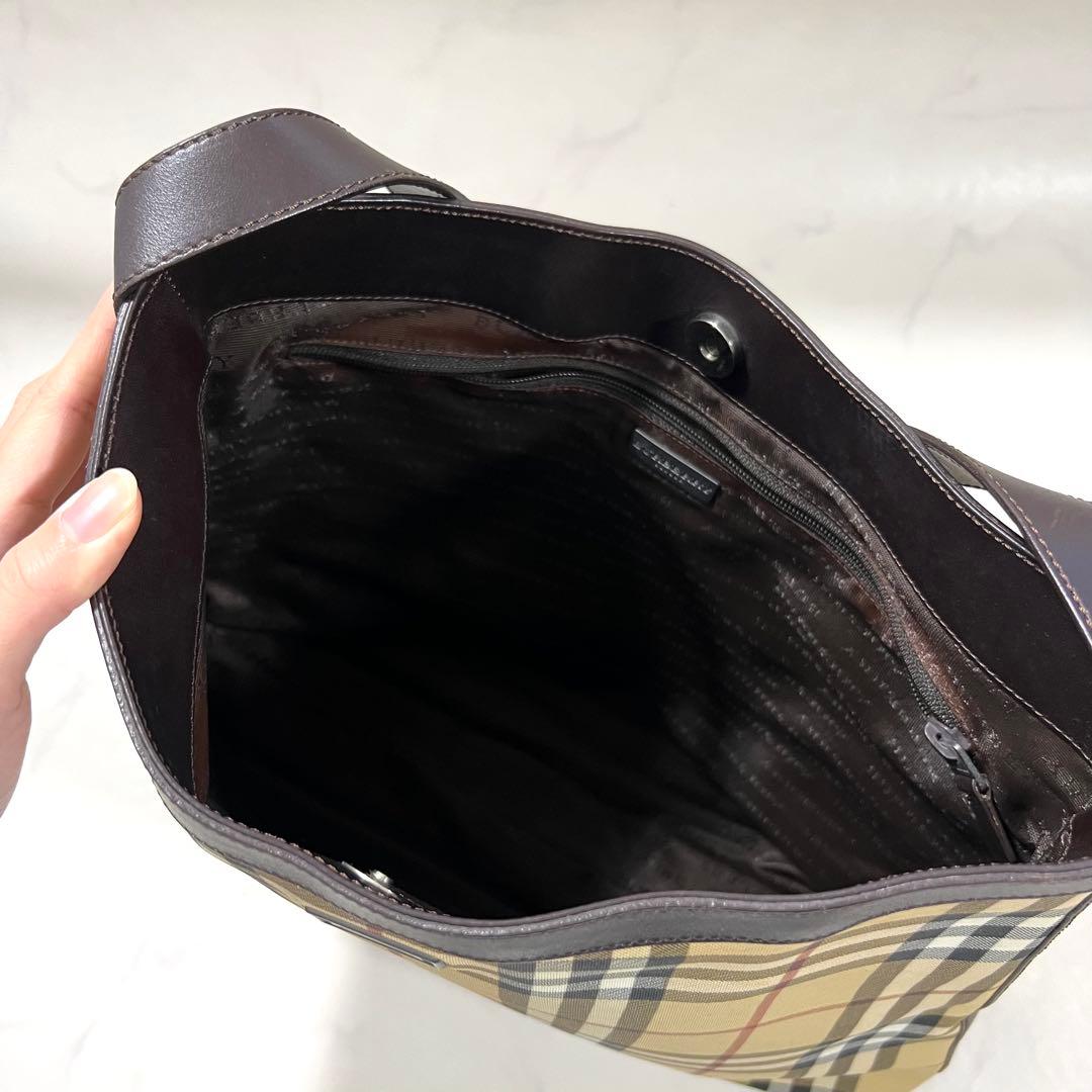 BURBERRY ノバチェック ワンショルダーバッグ トート PVC レザー