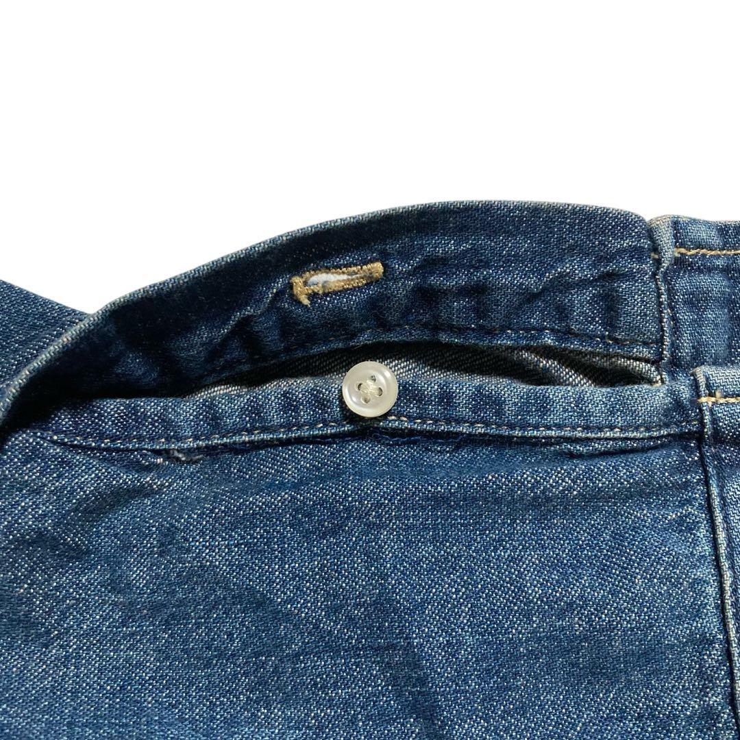 訳あり★ラルフローレン デニムシャツワンピース ポニー刺繍 シェルボタン