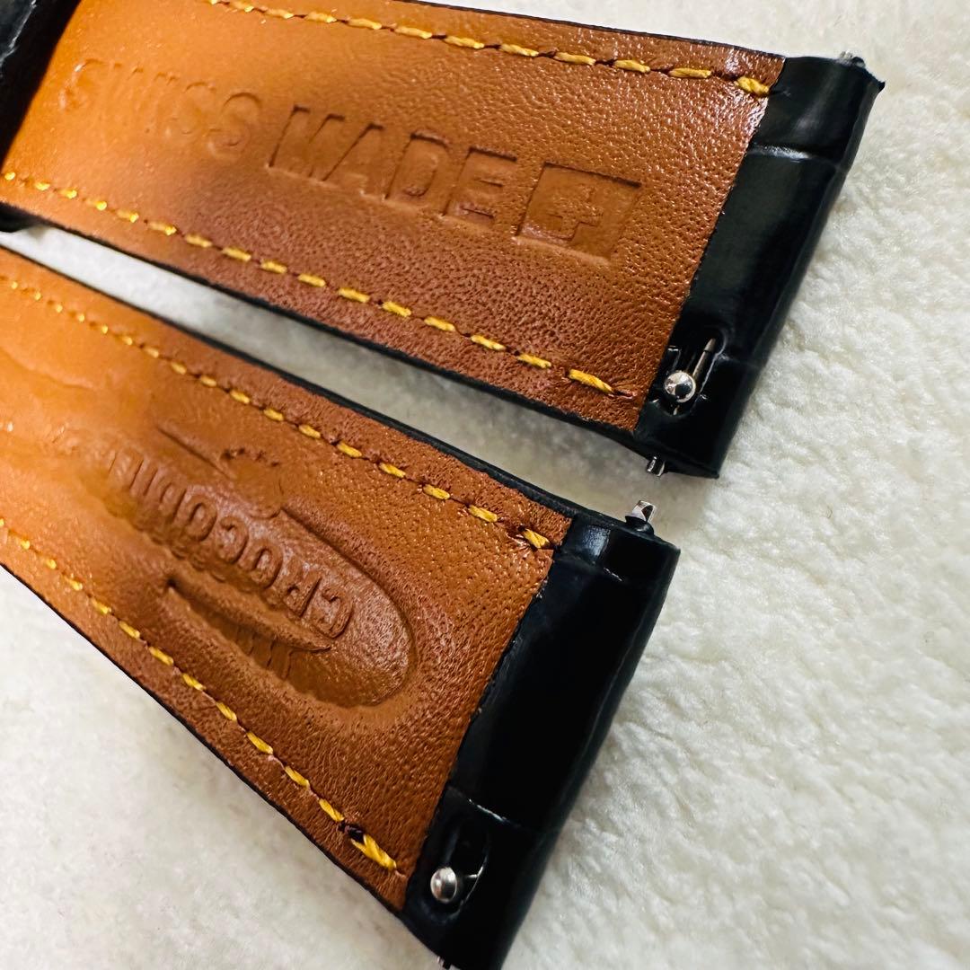 2804#19mm-18mmブラック★本物クロコダイルレザーベルト★スイス製