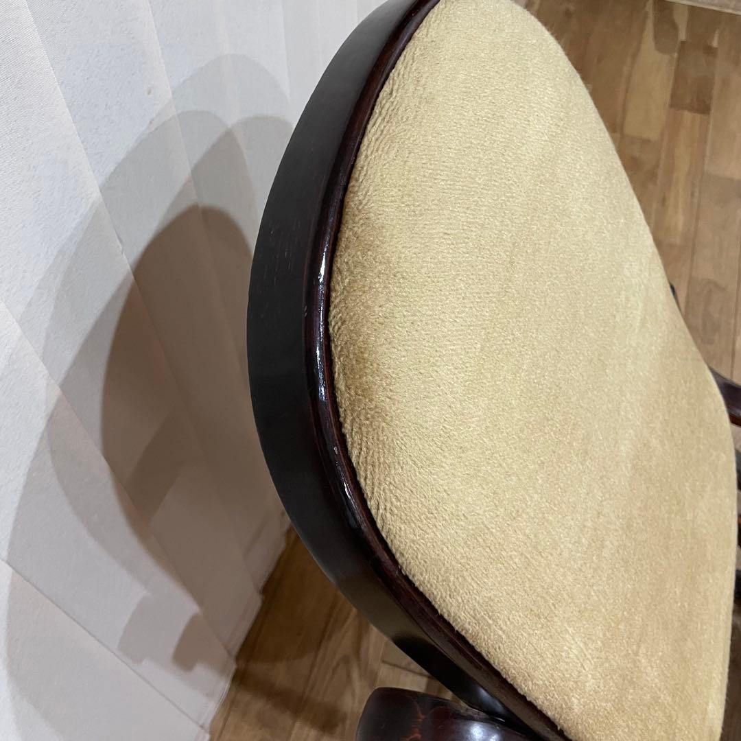 70s ロッキングチェア　曲木　オリーブ　ベロア　椅子　ビンテージ　ファブリック