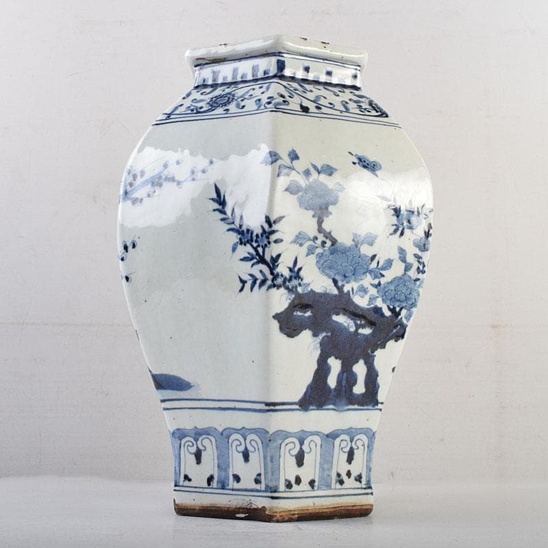 中国　大清乾隆年製　青花花文　六角大瓶　花瓶　壺　D　8941A