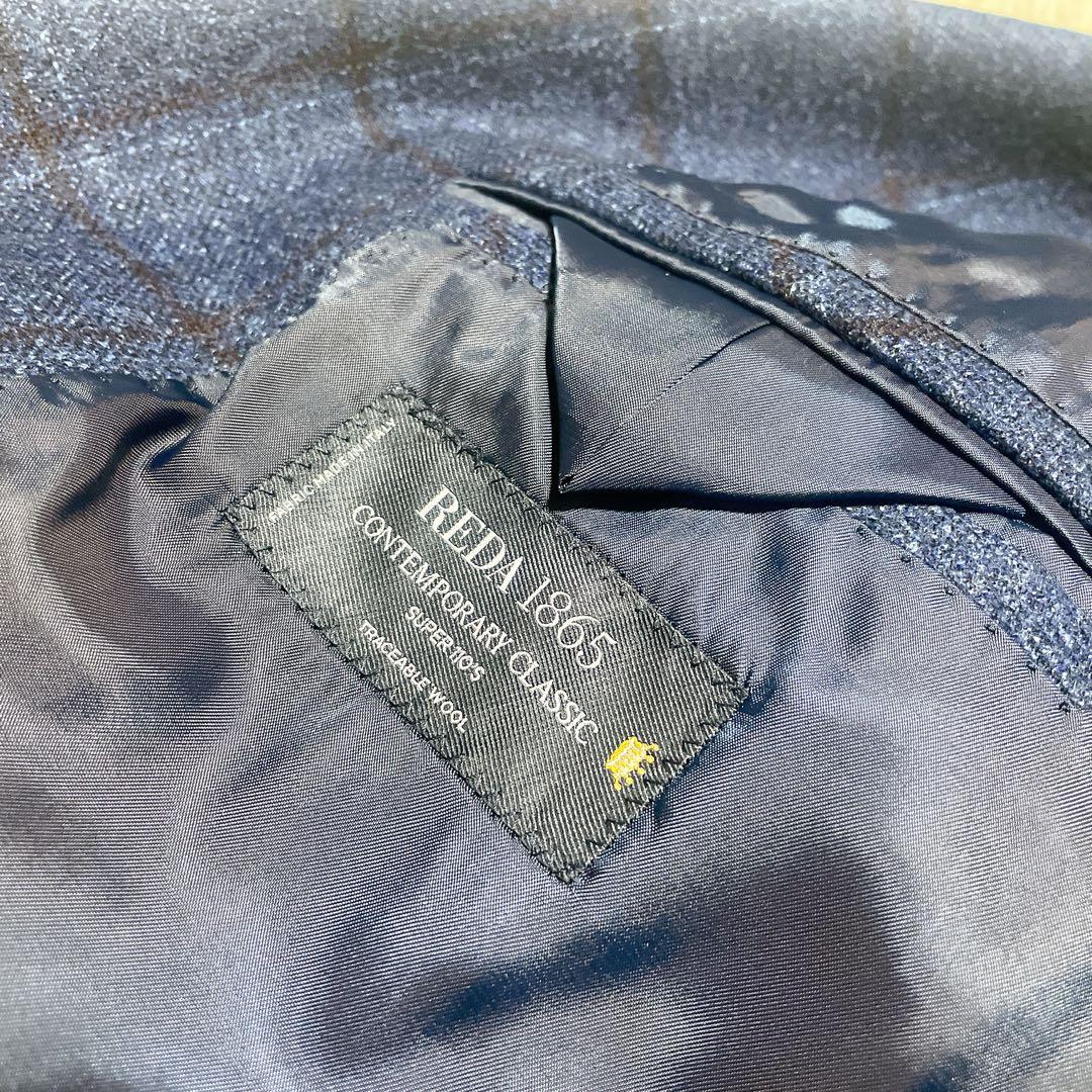 UNIVERSAL LANGUAGE REDAブルーチェックウールジャケット